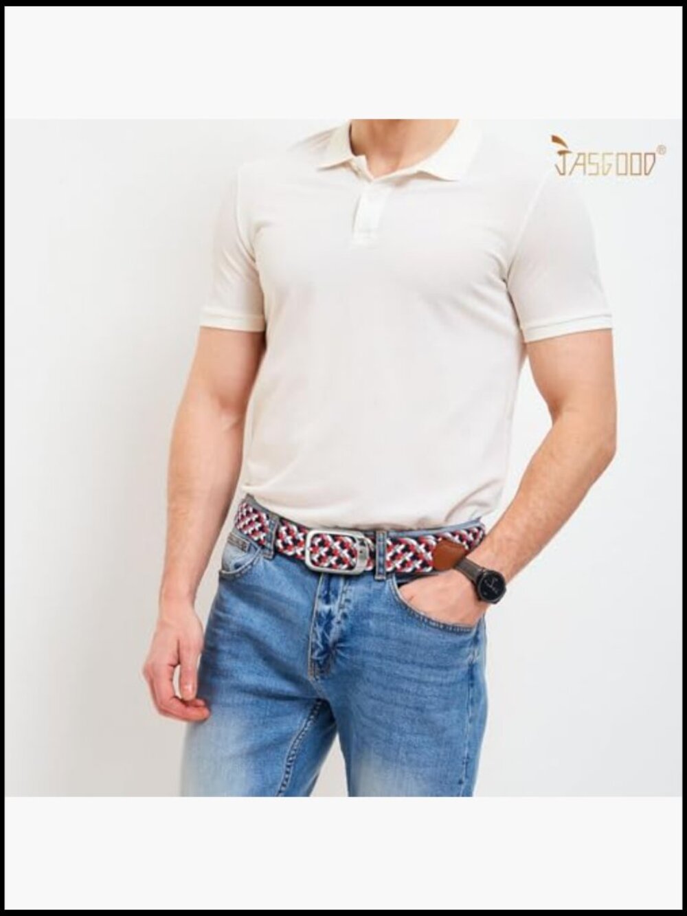 Elastic Braided Stretch Belt No Hole Adjustable Casual Golf Belt for Jeans - Picture 6 of 7